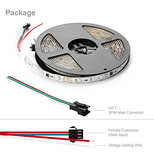 BTF-LIGHTING WS2811 5m 16.4ft 30LEDs/m 10Pixels/m 150LEDs 50pixels IP65 Silicone Coating Waterproof White PCB Flexible Addressable Strip Light Dream Color DC12V