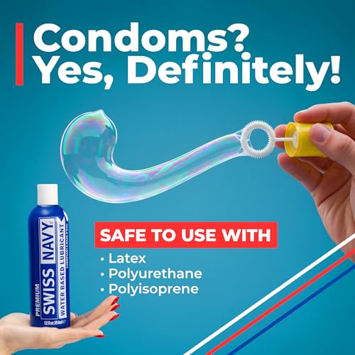 Image of Swiss Navy Premium Water-Based Lubricant - 12 oz - Lubricating Gel for Men, Women & Couples - Toy Safe - Non-Staining Formula - Compatible with Latex & Condoms (Pack of 2)