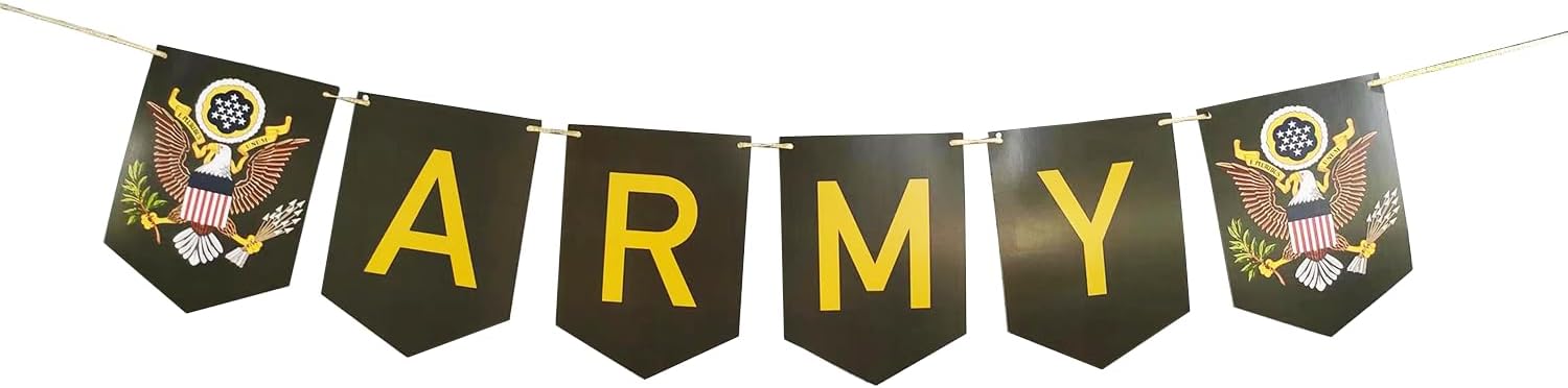 Military ARMY Party Decoration Banner,Memorial Day Independence Day Veterans Day Patriotic U.S Army Theme Party Decoration Supplies (Army)