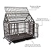 Gelinzon Roof Dog Cage Crate Kennel Heavy Duty Large Homestead Serise for Large Dogs with Patent Lock, Tray and Four Lockable Wheels, 42''/Black
