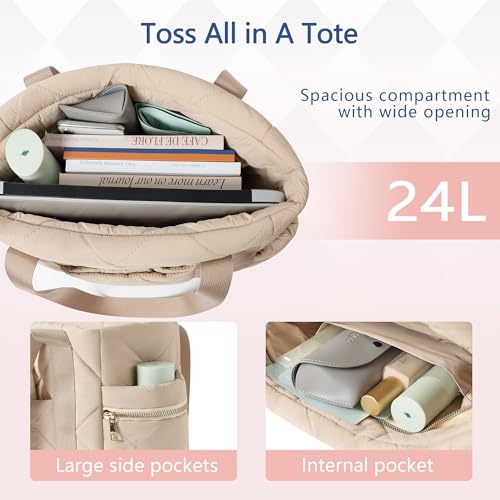 Tote bag for Women Puffer Shoulder Bag with Zipper Travel Quilted Nurse Bag Carry On Laptop Bag for Travel Work3