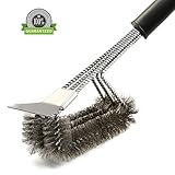 Alago Grill Brush And Scraper - 18 Inches 3 in 1 Clean Stainless Steel Barbecue Brush With Triple Head Scrubber and Cleaner,Perfect Grill Accessories Gift for All Barbecue Lovers