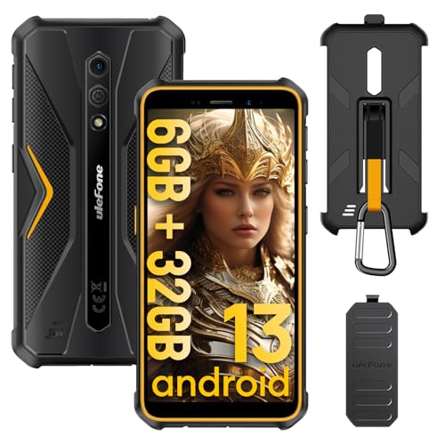 Ulefone Armor X12 - Teléfono móvil resistente Android 13, 6 GB + 32 GB/256 GB, teléfono inteligente 4G Daul SIM para exteriores, ranura para 3 tarjetas, cámara impermeable de 13 MP, pantalla