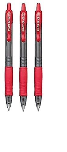 Pilot G-2 - Bolígrafo de tinta de gel, 0.039 in, color rojo, paquete de 3