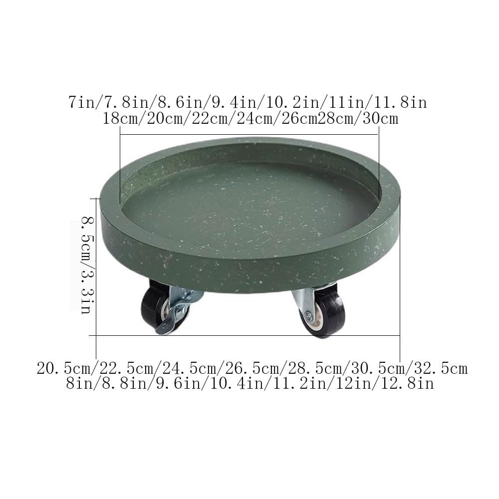Versatile Sottovaso Rotondo Mobile con 5 Ruote(Green,XL)