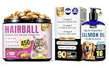 BuddyCheer Hairball & Skin Health Bundle for Cats – Hairball Remedy Treats + Salmon Oil
