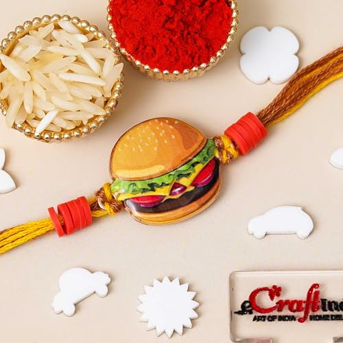 Image of eCraftIndia Food Theme Rakhi for Kids Brother Boys Girls Sister | Raksha Bandhan Kids Rakhi for Bhai Bhaiya | Best Bro Ever Fridge Magnet | Roli Chawal Pack