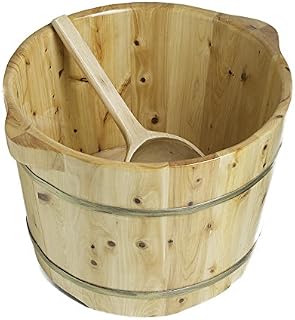 ALFI brand AB6604 15-Inch Solid Cedar Wood Foot Soaking Barrel Bucket with Matching