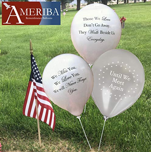 Image of Biodegradable Remembrance Balloons: 30pc White Personalizable Funeral Balloons for Balloon Releases & Sympathy Gifts | Created /Sold by AMERIBA, a USA company (White 1)
