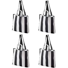 I-K-E-A Pack Of 4 New SKYNKE Carrier Bag, Shopping,Tote Travelling and Shoulder Bags Striped/Black White 45x36 cm + Free Shoe Bag