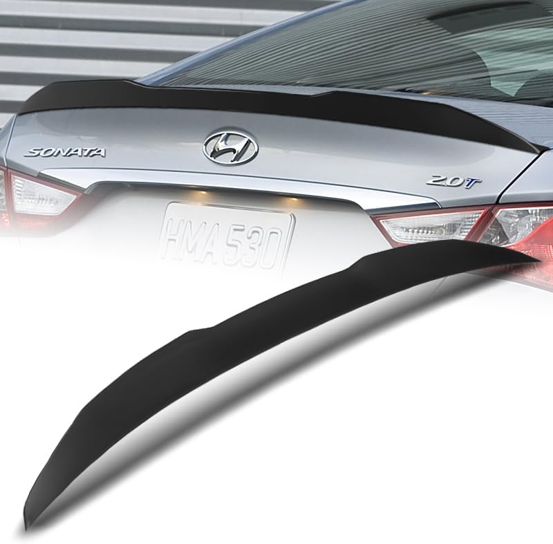 STAY TUNED ABS Material V-Style Rear Trunk Lid Spoiler Wing Compatible with 2011-2014 Hyundai Sonata, Car Exterior Accessories, Automotive Body Kit Replacement Parts (Matt Black)