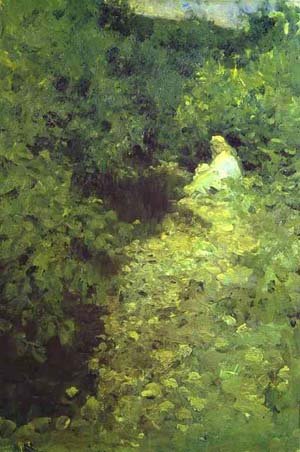 Peinture à l'huile A Brook 1902 | Tableau de salon rétro 12x16 pouces