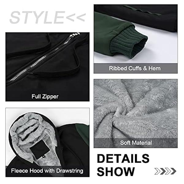 AOTORR Sudaderas con capucha para hombre, chaqueta de forro polar con cremallera completa, abrigo de invierno cálido de gran tamaño con cremallera y bolsillos