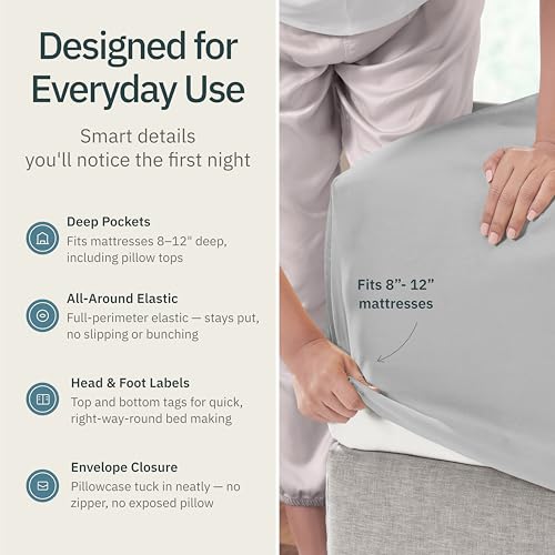 Image of Super Soft 100% Cotton Twin Size Bed Sheets, 3 Pc Set, Light Grey