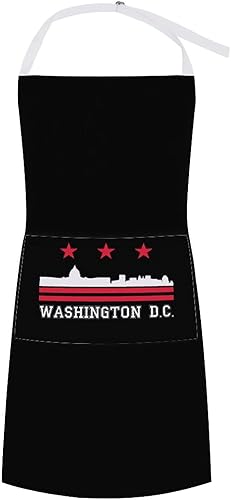 Washington D C Delantal de cocina unisex ajustable para camarera con bolsillos para floristas, hoteles, barbacoas, blanco-estilo1