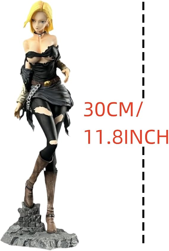 DBZ Android 18 Figure, Statue Anime Android 18 Lazuli Standing Pose Figure Two Head Cosplay PVC Collectible Model Statues 11.8''