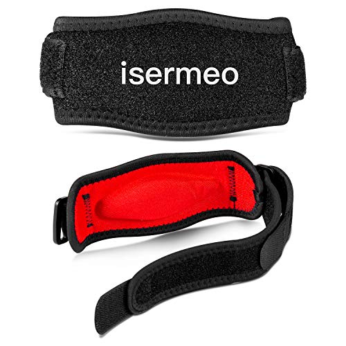 isermeo Coderas, Codo de Tenista, 2 Piezas Codo de Golfista per Alivio del Dolor y Recuperación de Epicondilitis Lateral y Tendinitis, Impermeable Golf y Tenis Brazalete Banda, Rojo