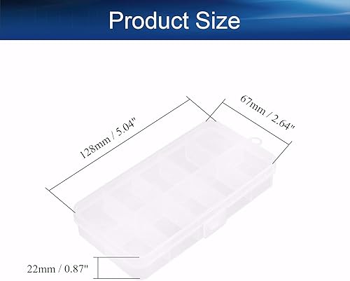 Vista 39 de Bettomshin Caja de almacenamiento de componentes PP 7.6 x 5.2 x 0.87 pulgadas, contenedor organizador de plástico, 24 rejillas fijas, cajas de 2