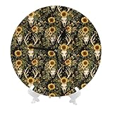 TZTTZT Orologio da parete a batteria, 25,4 cm, con stampa di girasole, cervo, teschi, moderno, silenzioso, piccolo, per soggiorno, cucina, ufficio, bagno, decorazione decorativa con supporto