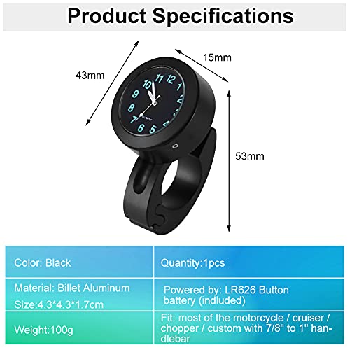 Reloj impermeable de aluminio para manillar de moto universal 7