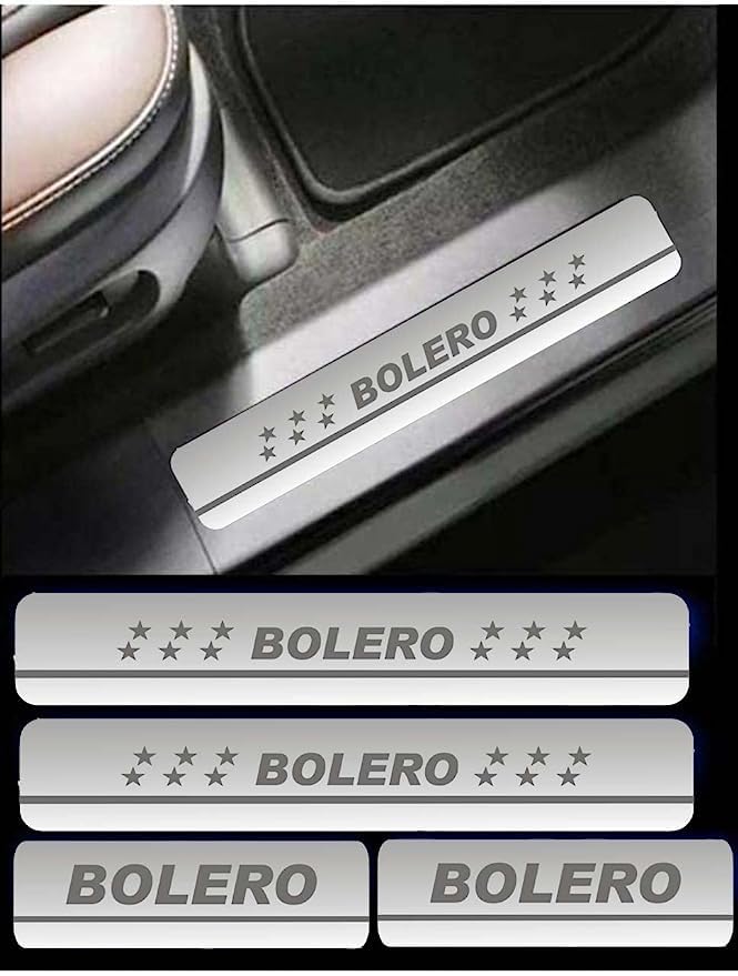 Image of AC Door Sill /Foot Step Stainless Steel Scuff Plate Plates Compatible with Mahindra Bolero Neo (Set of 4 Pcs)