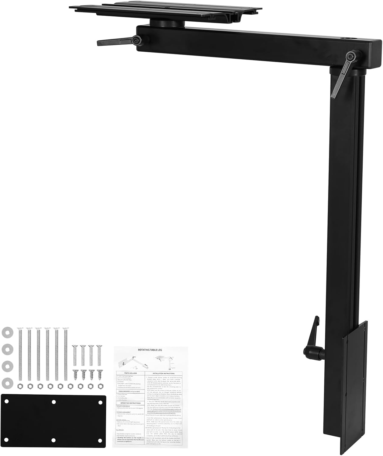 RV Adjustable Table Leg 360 Degree Rotation Height Adjustable RV Table Leg Bracket for Caravan Motorhome Yachts Easy to Install (Black)