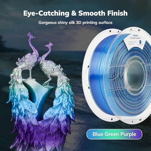 Image of AMOLEN PLA 3D Printer Filament, Silk PLA 1.75mm Silk Shiny Gradient Filament Blue Green Purple, 3D Printing Filament 1KG /2.2lb