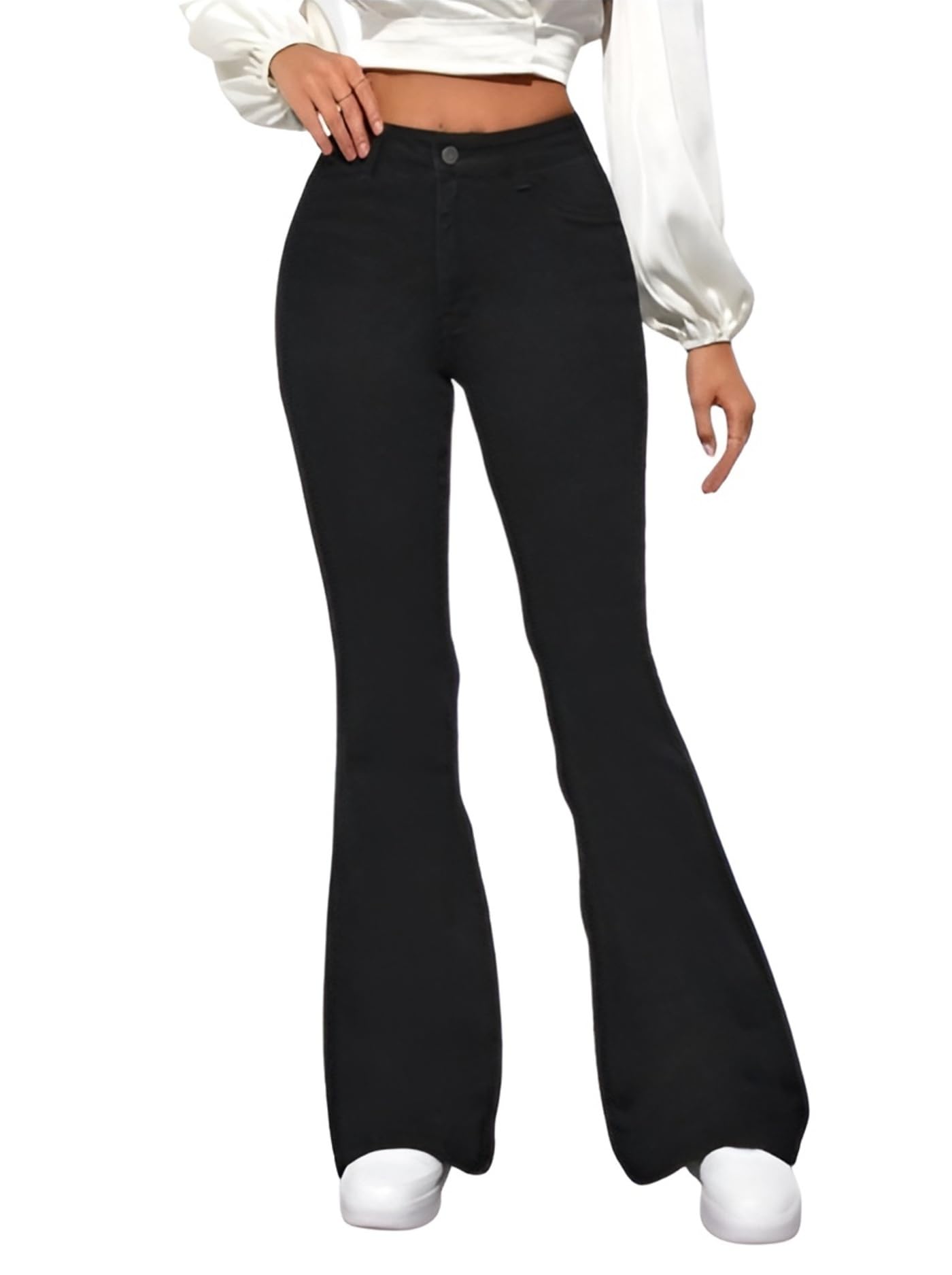 ben martin Women’s Black High Waist Jeans || Flared Bell Bottom Bootcut Pants || Wide Leg Stretch Denim – Perfect for Travel, Party & Everyday Use – Sizes 28 (0)-picture-43