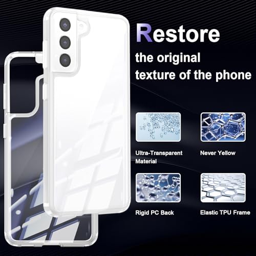 Image of Case for Samsung Galaxy S21, Military Grade Drop Protection Phone Case, Yellowing Resistant, Anti-Scratch Hard PC Back, Shockproof Hard Ultra-Thin Protective Cover, Clear