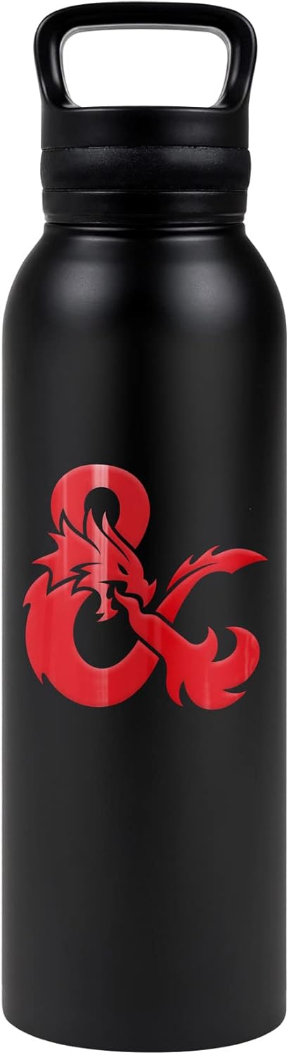 Dungeons & Dragons OFFICIAL Ampersand Logo 24 oz Insulated Canteen Water Bottle, Leak Resistant, Vacuum Insulated Stainless Steel with Loop Cap