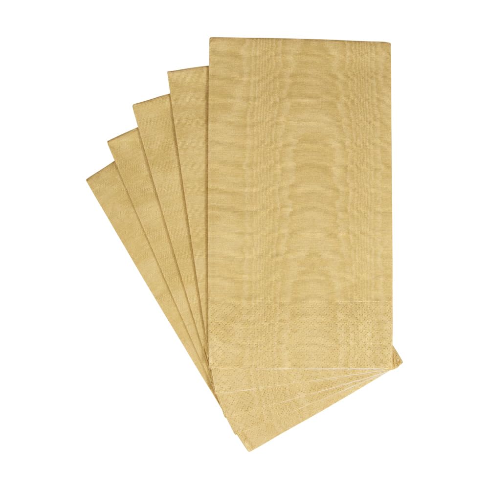 Caspari Entertaining Moire 2-Paper Guest Towels, Gold, 15-Pack