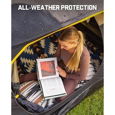 FanttikOutdoor Zeta C2/3/4 Camping Tent, 2/3/4 Person Instant Dome Tent, Easy Setup in 60s, Portable Waterproof Cabin Tent with Pre-Attached Poles & Air Vent, Ideal for Camping, Hiking, Backyard
