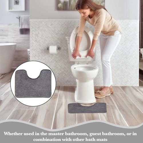 Eowppue U-förmige Toilettenmatte aus hochwertigem Mikrofaser-Material – rutschfeste, saugfähige Badvorleger für Badezimmer, Gäste-WC – Weiche, strapazierfähige Matten, die das Wohlbefinden steigern,