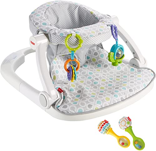 Image of Fisher-Price Rattle 'n Rock Maracas, Green/Yellow, 8.07x5.31x2.36 Inch (Pack of 1) Fisher-Price Portable Baby Seat with Toys, Baby Chair for Sitting Up, Sit-Me-Up Floor Seat, Honeydew Drop
