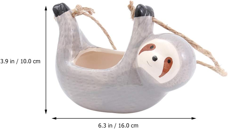Cabilock 2pcs Sloth Ceramic Wall Planter Hanging Pot for Indoor and Outdoor Decor Flower Holder and Space-Saving Plant Container