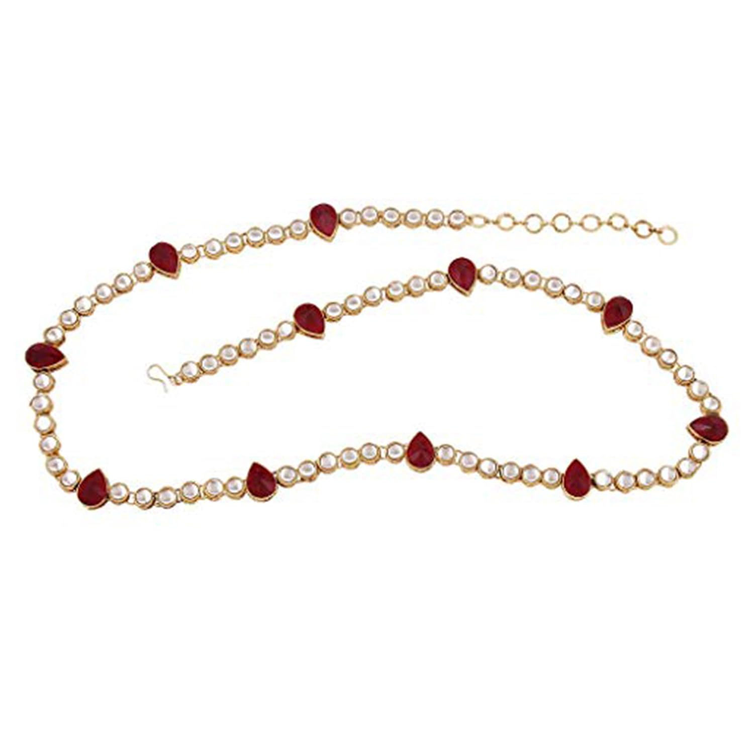 peora Traditional Jewellery 18K Gold Plated Kundan Waist Belt Kamarband Kamarpatta Belly Chain for Women Girls-picture-43
