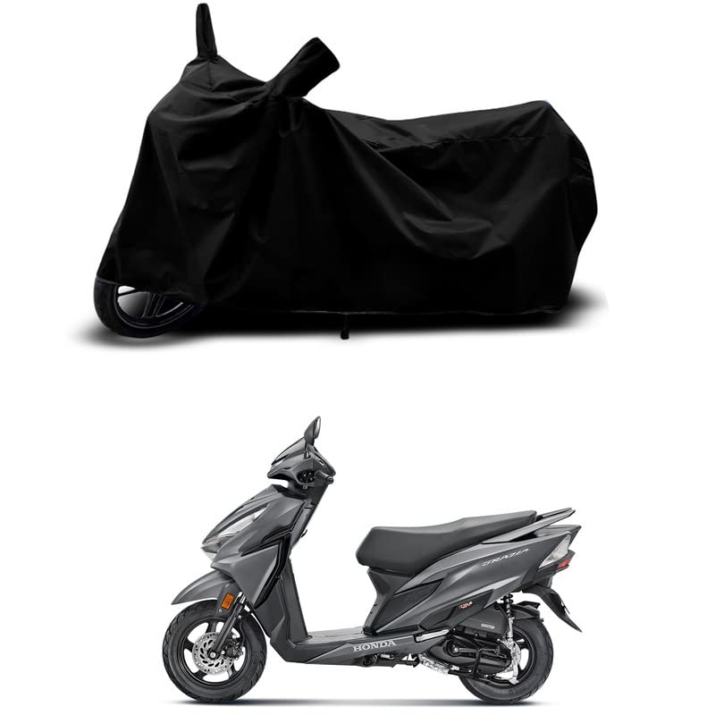 Image of 100% Scratchproof /UV-Rays /Heat Protection /Birds Dropping /Water Resistant /Dust Proof /Waterproof /Full Bike Scooty Two Wheeler Body Cover Compatible for Honda Grazia Disc All Varients[Black]