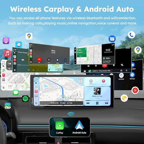 Image of CARPURIDE W125S 11.26 Inch HD Wireless Carplay & Android Auto Screen, 4K +1080P+1080P Dash Camera for Cars with 64GB Card, with Loop Recording, Bluetooth, Voice Control, GPS, FM, Super Link