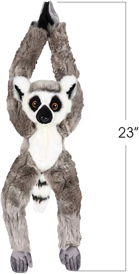 ArtCreativity Hanging Ring Tailed Lemur Plush Toy, 17.5 Inch Stuffed Ring Tailed Lemur with Realistic Design, Soft and Huggable, Cute Nursery Decor, Best Birthday Gift for Boys and Girls