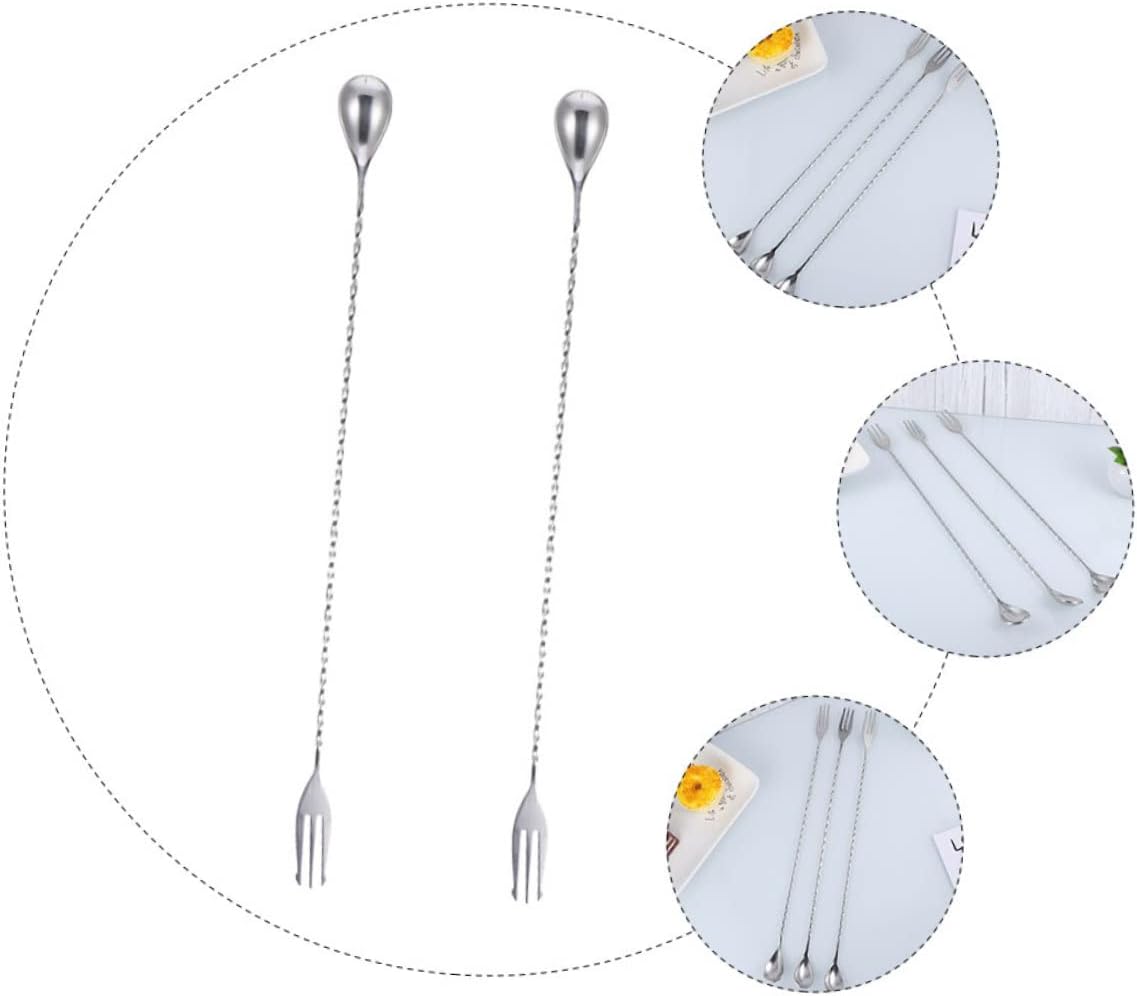 COLLBATH 2Pcs Stainless Steel Multi Function Stirring Spoons Cocktail Mixing Sticks for Cocktails and Juices Food Grade Heat Resistant Design Effortless Control
