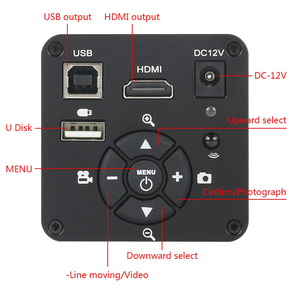 40MP 4K HDMI USB Digital Industrial Lab Video Microscopio Cámara y 100X C-Mount Lens Whit 56-LED Anillo de luz Ajustable