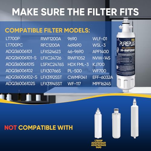 Image of PUREPLUS 469690 NSF 401 & 53 & 42 Certified Replacement for LG LT700P Kenmore Elite 9690, ADQ36006102, ADQ36006101, LFXS30766S, LFX28968ST, LT120F Refrigerator Water Filter, 1Pack