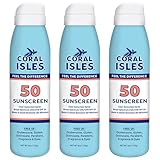 Coral Isles Sunscreen Spray SPF 50 - Hawaii Reef Act Compliant - Oxybenzone & Octinoxate Free -...