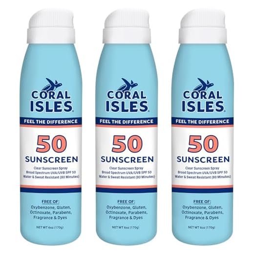 Coral Isles Reef Friendly Sunscreen SPF 50 Continuous Spray | Octinoxate & Oxybenzone Free, Hawaii Compliant | Broad Spectrum UVA/UVB Protection | Non-Greasy, Fragrance Free, Vegan | 6 Fl Oz (3-pack)