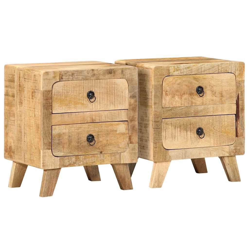 Table de chevet en bois de manguier lot de 2 pour ranger la chambre encombrée