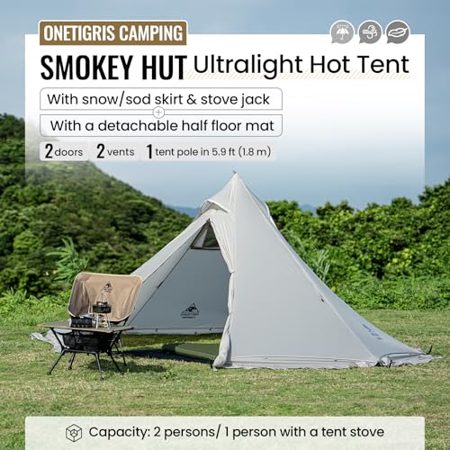 Carpa tipi 4 estaciones ultraligera con estufa 2 personas miniatura 2