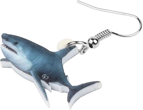 Miniatura 3 de DOWAY Aretes de acrílico lindos con diseño de tiburón, diseño de animales marinos, decoración de joyas, regalos para mujeres