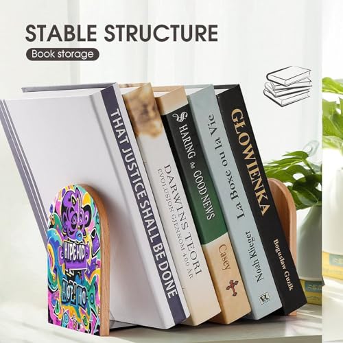 Sujetalibros de graffiti madera resistente y base estable 8