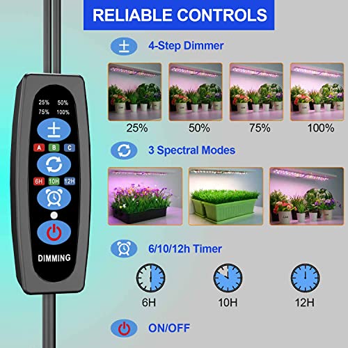 Aplant Grow Lights For Seed Starting, Dimmable Led Grow Light Strips, Ultra-Thin Under Cabinet Small Plant Light, Full Spectrum Timer Grow Lamp, Sunlight Plant Grow Light For Indoor Greenhouse #TOP6