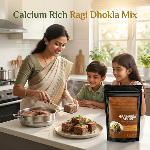 Image of Grainfully Yours Healthy Snack & Breakfast Combo - Ragi (Nachni) Dhokla Mix, Protein Puffs Lemon Pudina & Cheesy Tomato, Plant-Based, High Protein, Roasted Snacks & Millet Mix, No Preservatives